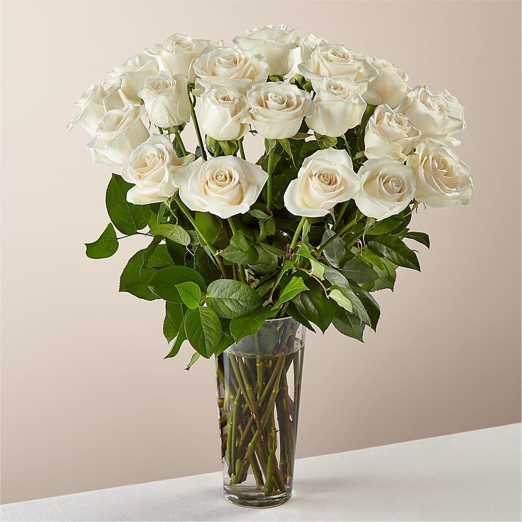 Long Stem White Rose Bouquet – Flowers By Louise, Wasilla AK