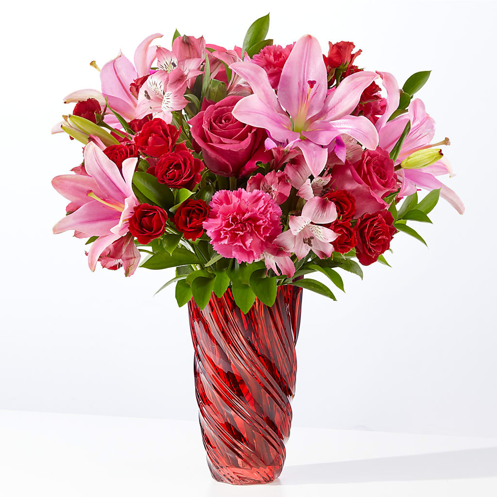 In Love Bouquet with Luxe Swirl Vase – Flowers By Louise, Wasilla AK