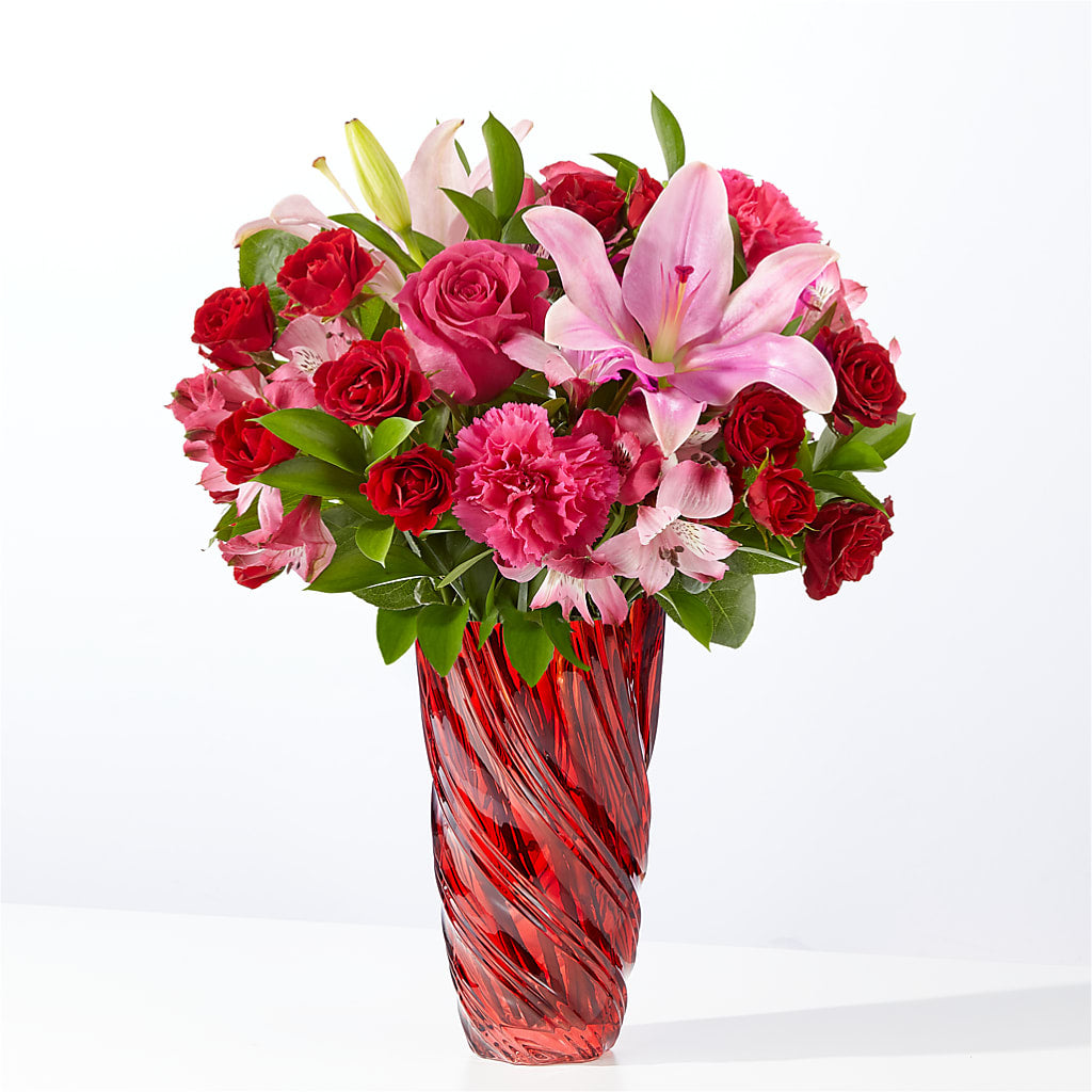 In Love Bouquet with Luxe Swirl Vase – Flowers By Louise, Wasilla AK