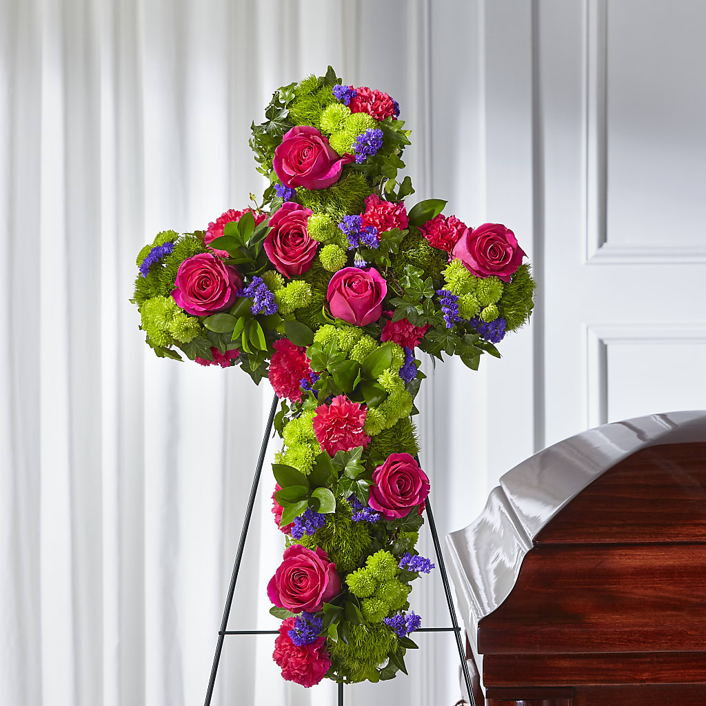 Tribute Rose Floral Cross – Flowers By Louise, Wasilla AK
