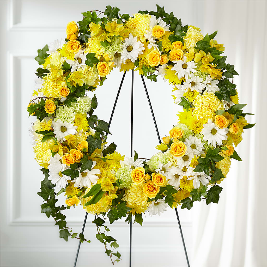 Golden Remembrance Wreath – Flowers By Louise, Wasilla AK
