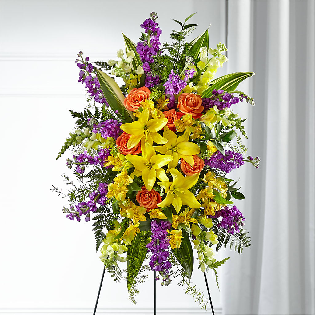Thoughtful Prayers Standing Spray – Flowers By Louise, Wasilla AK