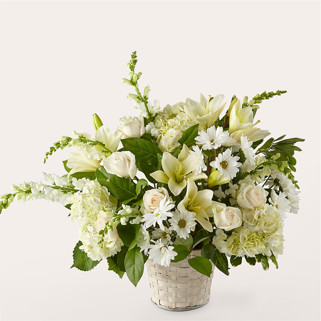 Ivory Elegance Floral Basket – Flowers By Louise, Wasilla AK
