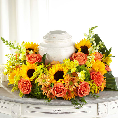 Faithful Sunflower Cremation Adornment –  Flowers By Louise, Wasilla AK