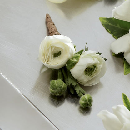 White Ranunculus Boutonniere –  Flowers By Louise, Wasilla AK